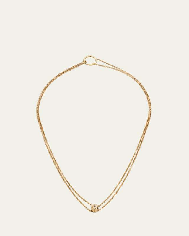 18K Yellow Gold Meditation Bell Slider Chain, 36"L